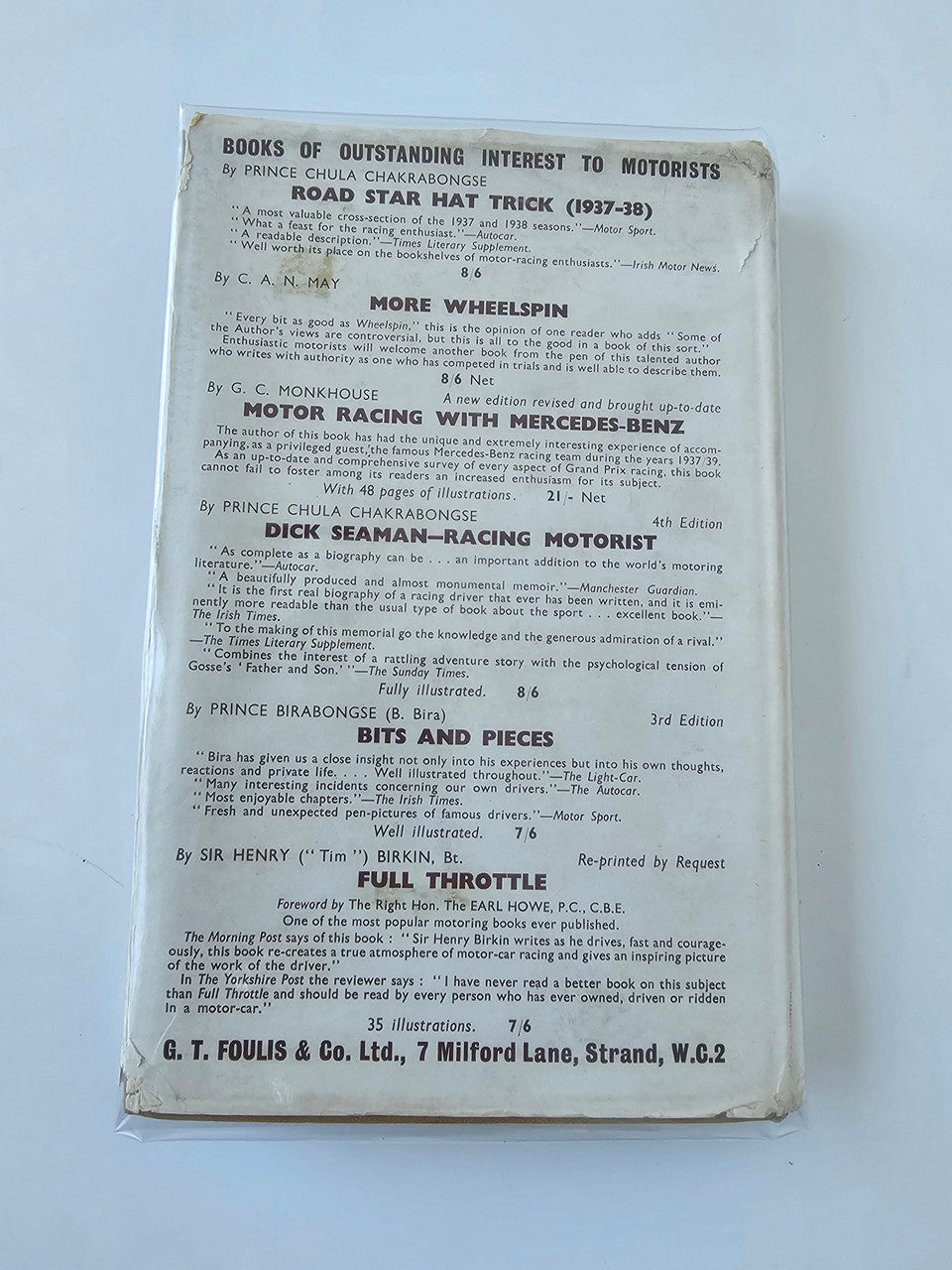 Vintage automotive book open to contents list page with multiple section titles