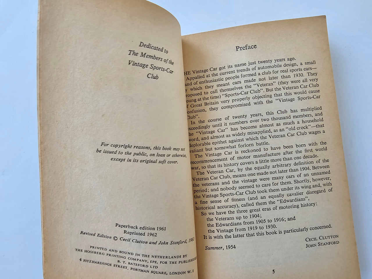 Vintage Motor Car book, open page with paragraph text and section headings