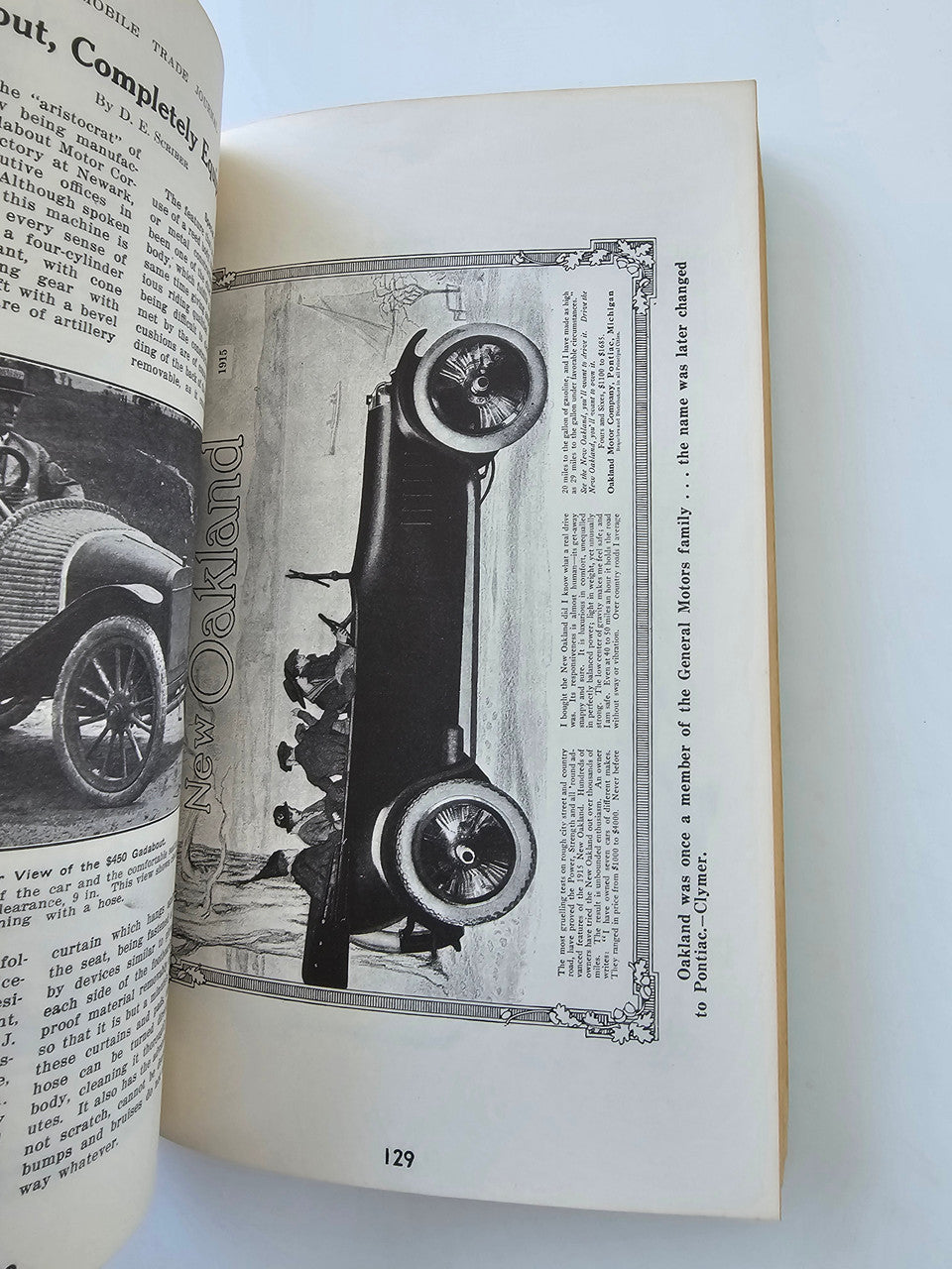 Vintage motor scrapbook page featuring a black-and-white car headlamp and captioned text.