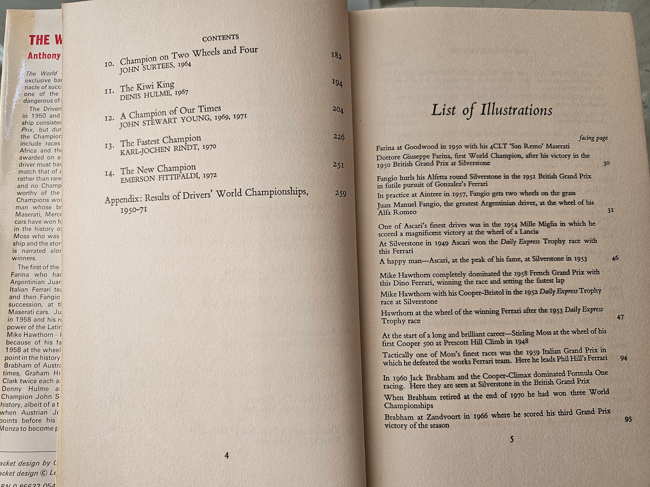 Book spread with 'Contents' list and 'List of Illustrations' headings.