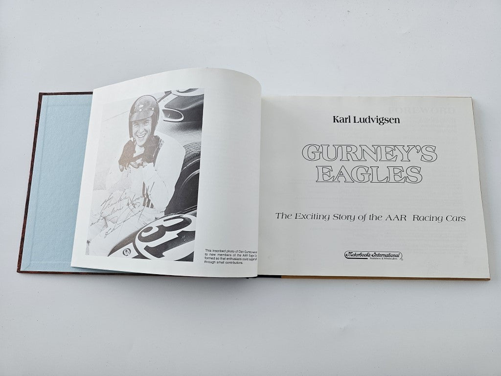 Opened hardcover book with Gurney's Eagles title and Karl Ludvigsen on cover