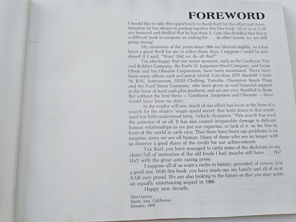 Book foreword page with “FOREWORD” heading and paragraphs of printed text.