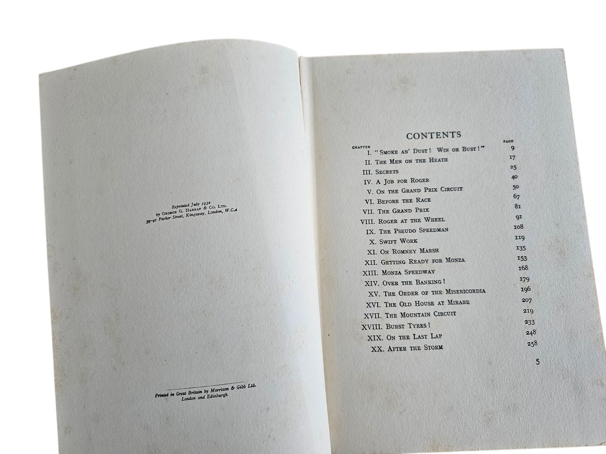 Knights of the Wheel book open to a contents page with numbered sections