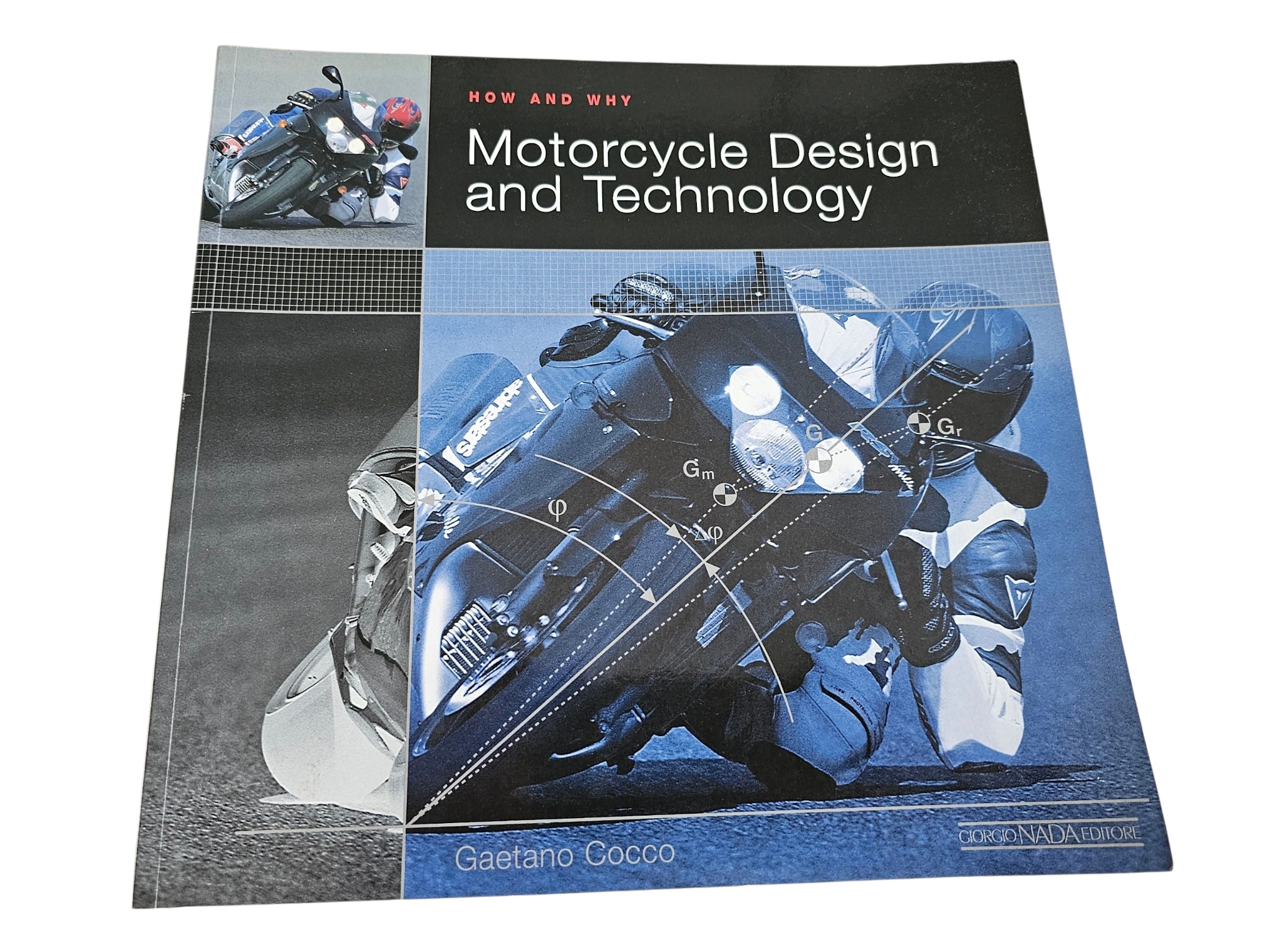 Book titled 'How and Why Motorcycle Design and Technology' by Gaetano Cocco on a white background