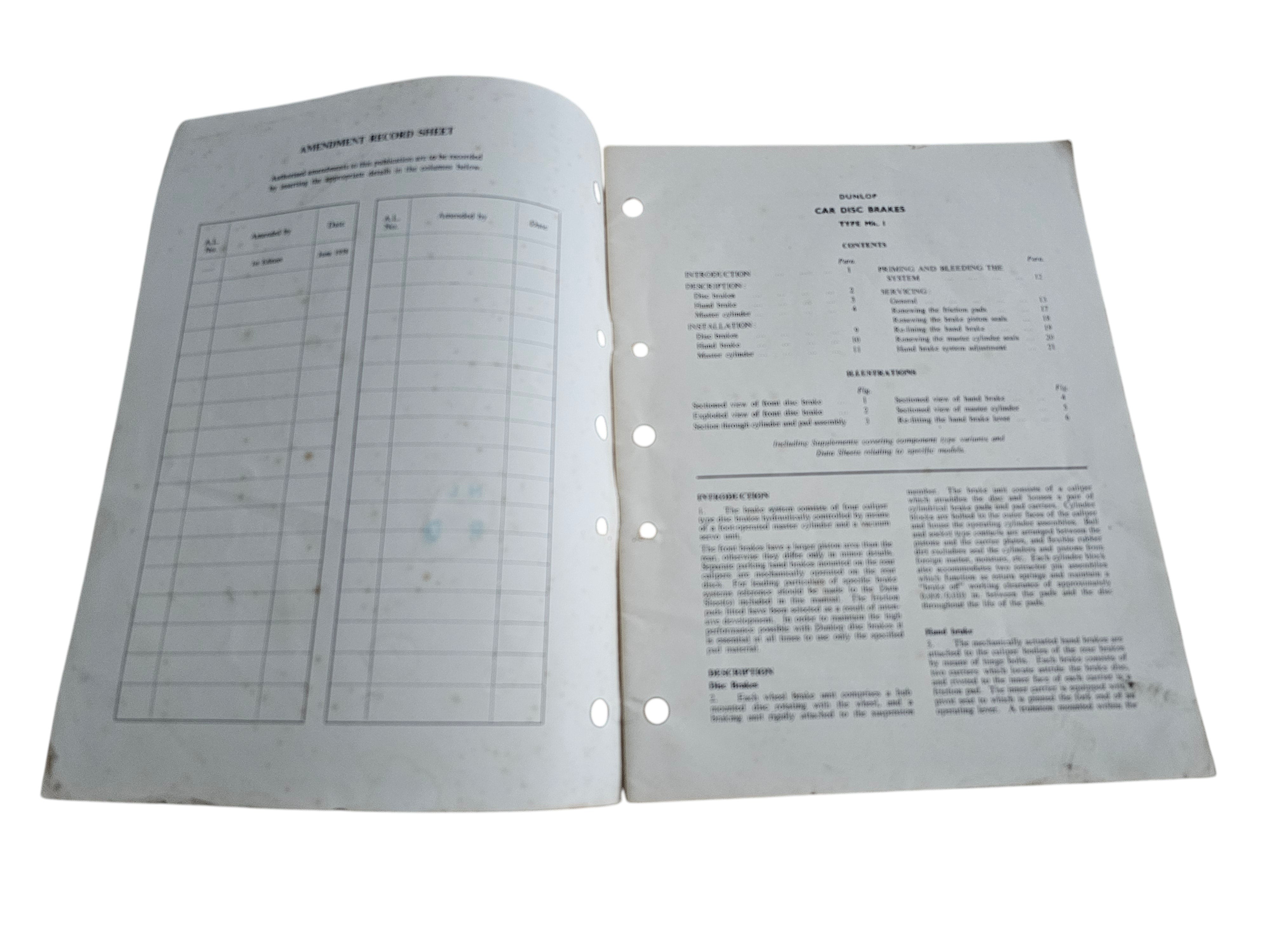 Dunlop Car Disc Brakes Mk. I: Descriptive and Maintenance Notes (Manual DM. 1219)