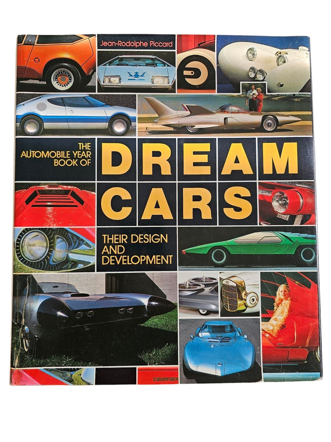 Dream Cars automobile year book, colorful cover collage of vintage cars