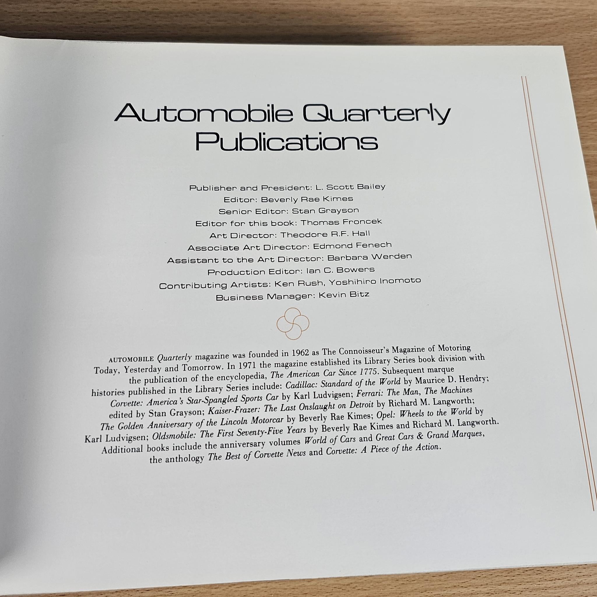 Automobile Quarterly Publications title page with credits and dense listing text