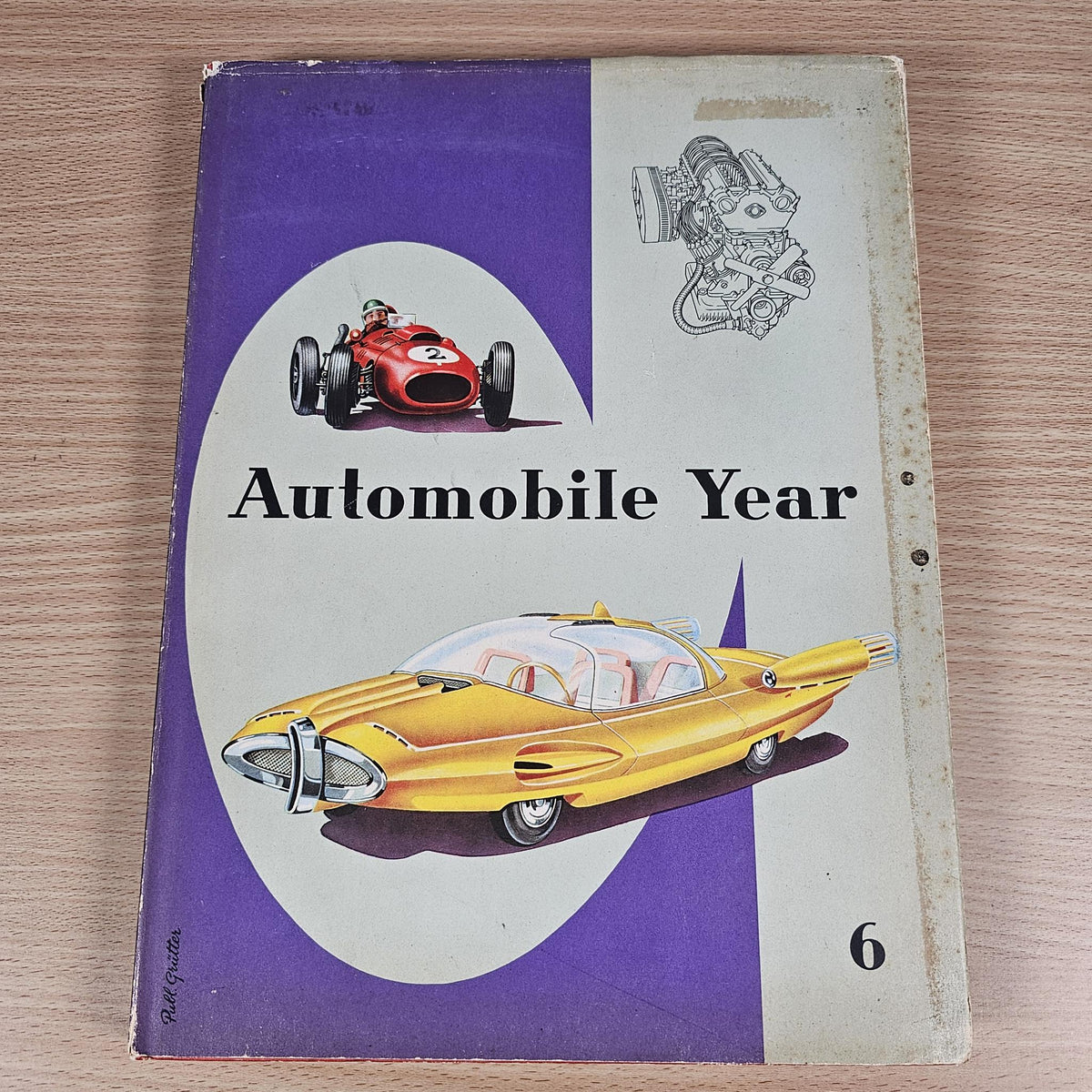 Automobile Year 1958-1959 booklet cover, front with yellow sports car illustration