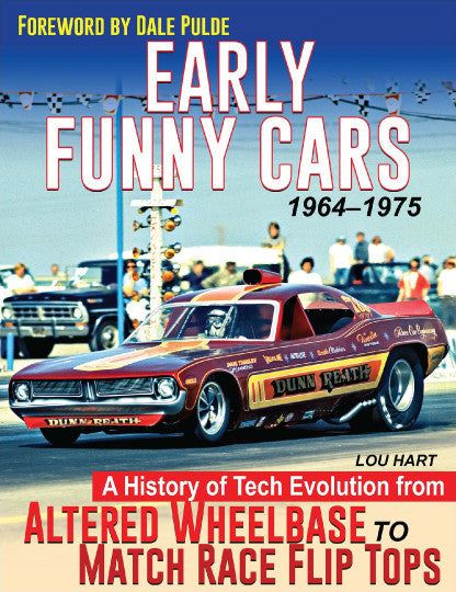 Early Funny Cars book cover with classic muscle cars and racing title text