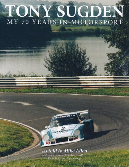 Tony Sugden's motorsport book with race car and circuit cover art.