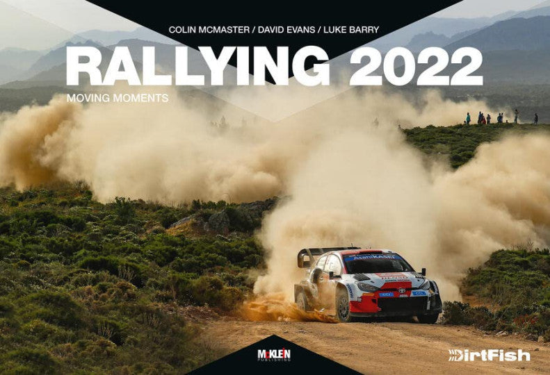 Rally racing poster with a car kicking up dust on a dirt track