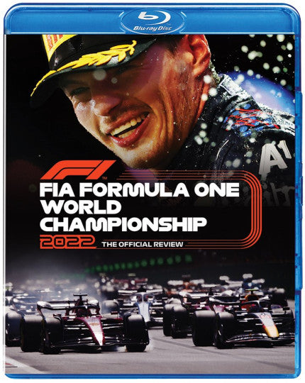 Formula One 2022 official review Blu-ray case with race car artwork and FIA logo