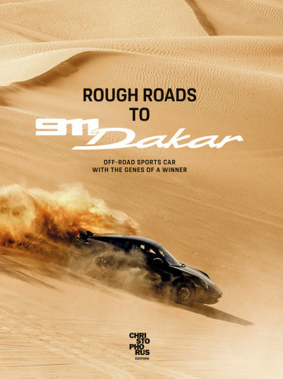 Porsche 911 Dakar book cover with desert-dune scene and car illustration