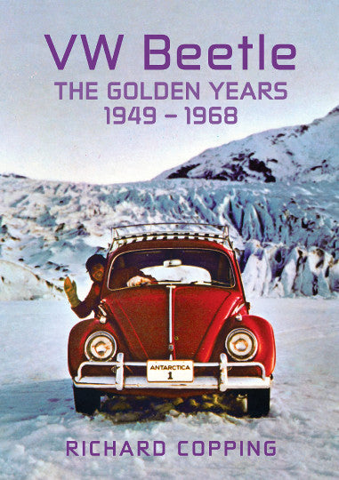 Volkswagen Beetle photo book cover, red classic car with title and author text
