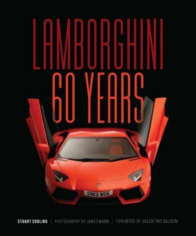 Sports car themed book cover with a red Lamborghini and bold 60 Years design