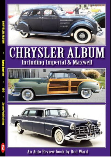 Chrysler Album auto review book cover with three classic car photos and title text