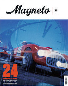 Magneto magazine issue 18 cover with blue car, red accents, and yellow 24 badge