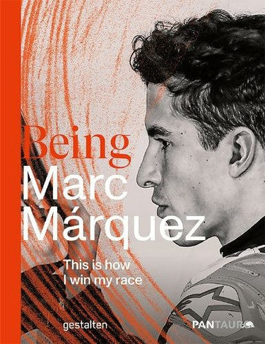 Being Marc Marquez book cover with side-profile portrait and large title text