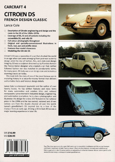 Car Craft Citroën DS book back cover with multiple classic car photos and text blocks