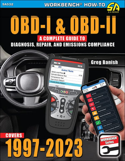 OBD-I & OBD-II guide book cover, diagnosis, repair, emissions compliance (1997–2023)
