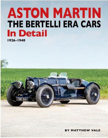 Aston Martin Bertelli era cars book cover, 1926–1940, with classic sports car photo