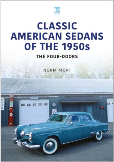 1950s four-door classic American sedans book cover with blue vintage sedan