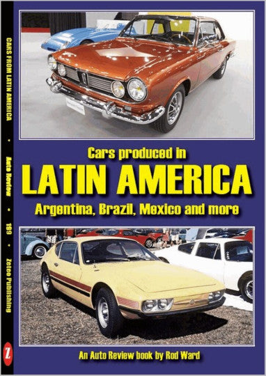 Auto review book cover with vintage cars, including orange and yellow sedans