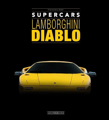 Lamborghini Diablo supercar, yellow coupe front view with low headlights