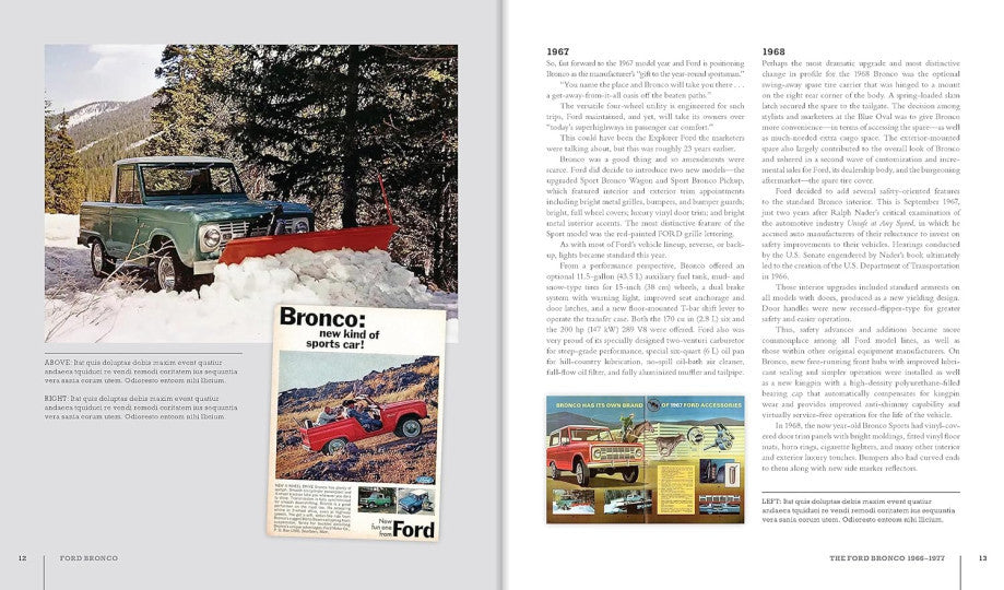 Bronco brochure cover with red SUV photo and Ford logo