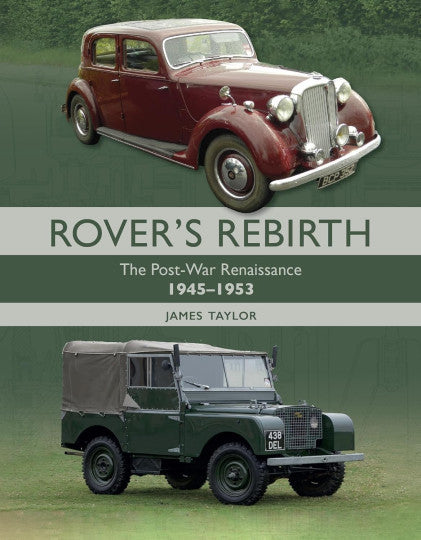 Automotive history book cover with classic red car and green vehicle, title text
