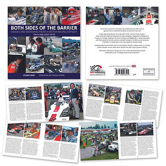 Signed racing history book showing front and back covers with small barcode