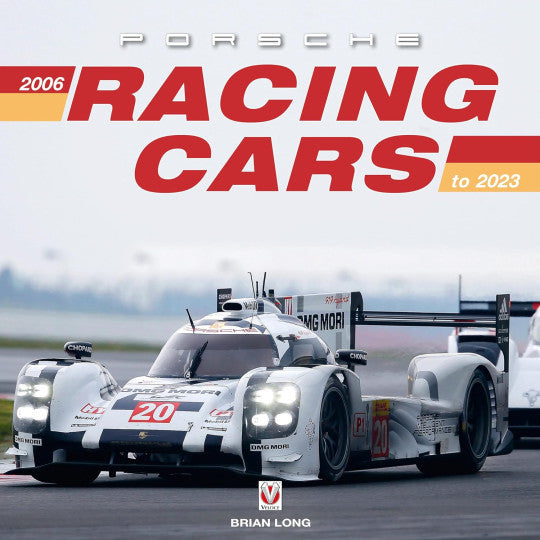 Racing Cars book cover with Porsche text and white race cars graphic