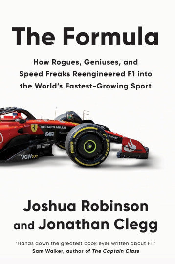 Book cover: The Formula with F1 car; Joshua Robinson and Jonathan Clegg