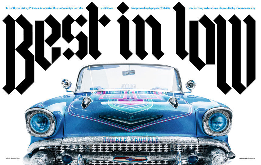 Magneto magazine issue cover with blue classic car front view and "Revolution" text