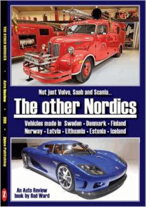 Auto review album cover: The Other Nordics with red classic car and blue sports car