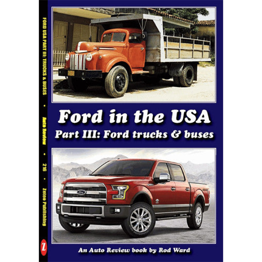 Auto Review book cover with red Ford truck and blue title 'Ford in the USA'