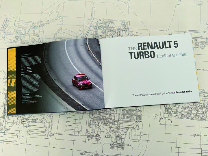 Automotive guidebook open to Renault 5 Turbo L'Enfant terrible title spread