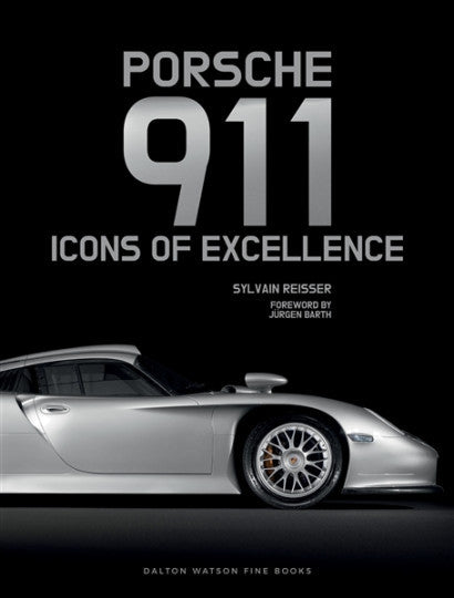 Porsche 911 Icons of Excellence book cover with silver sports car and Porsche 911 text