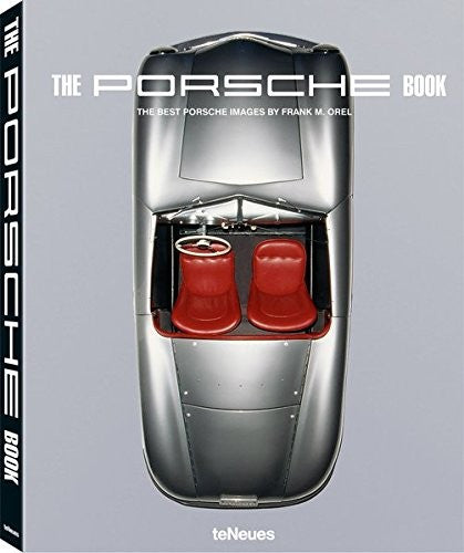 Small-format book with Porsche-themed cover, silver sports car and red interior seats