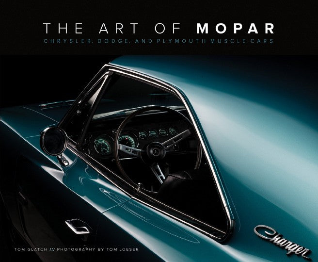 Mopar muscle car art book cover with teal classic car interior and title lettering