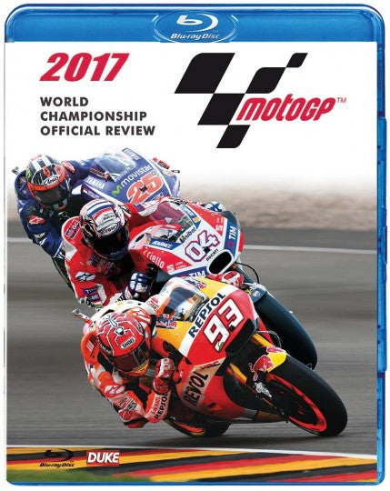2017 MotoGP World Championship official review Blu-ray case with racing bikes and logo
