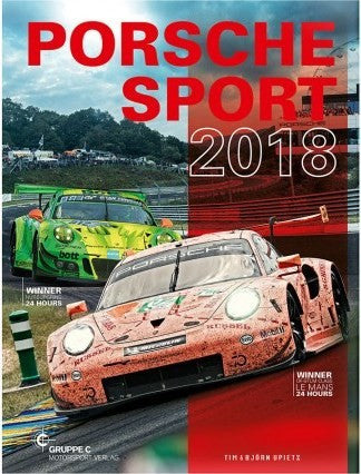 Porsche Sport 2018 racing car poster with sports car and bold title text