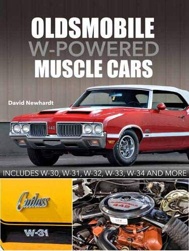 Oldsmobile W-Powered Muscle Cars book cover with red classic muscle car and text