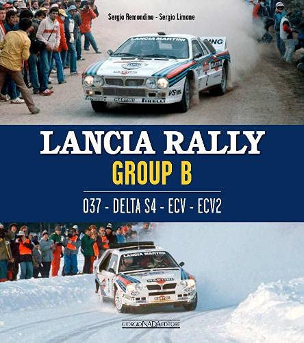 Rally poster featuring a white and red Lancia race car with Group B title text