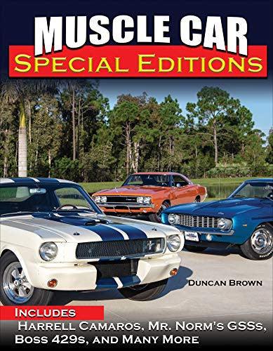 Muscle car special editions book cover with three classic cars and title lettering