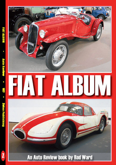 Auto review book with red classic Fiat sports car on cover and large FIAT ALBUM title