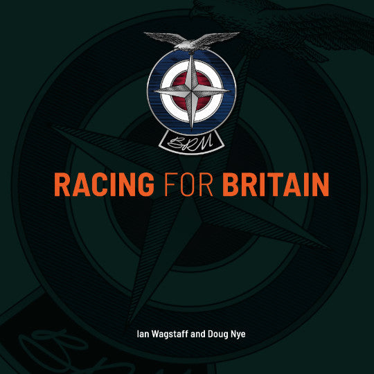 Racing for Britain book cover with BRM logo and red title text