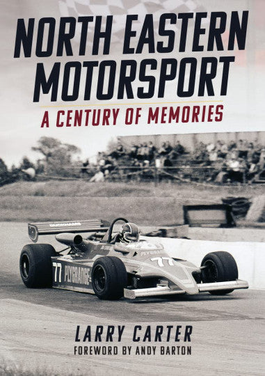 North Eastern Motorsport book cover with vintage race car and title, Larry Carter