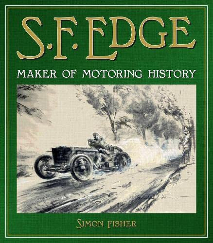 Hardcover book cover with green border, S.F. Edge title and vintage car illustration