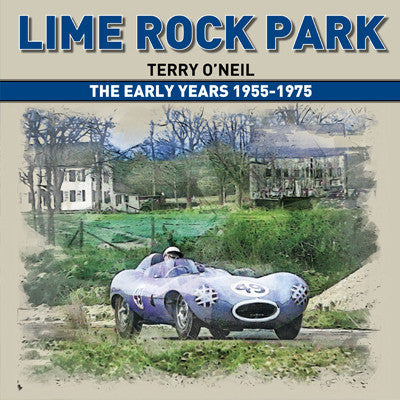 Racing history book cover with title text and classic sports car action photo